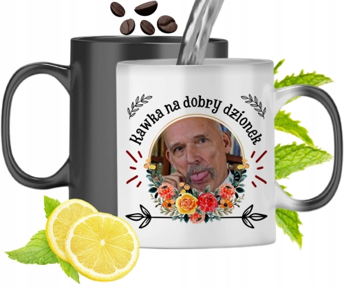 Kubek Magiczny Korwin Wolność Zmieniający Kolor Z Nadrukiem Ze Zdjęciem