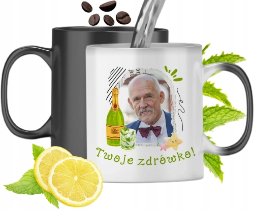 Kubek Magiczny Korwin Wolność Zmieniający Kolor Z Nadrukiem Ze Zdjęciem