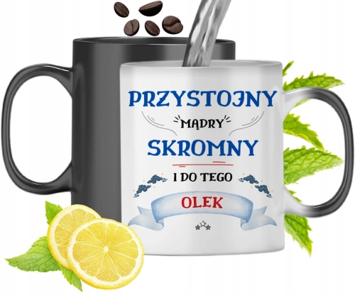 Kubek Magiczny Dla Olka Czarny Zmieniający Kolor Z Nadrukiem Ze Zdjęciem