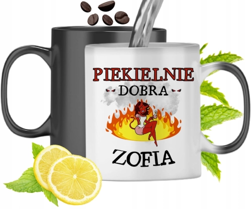 Kubek Magiczny Dla Zofi Czarny Zmieniający Kolor Z Nadrukiem Ze Zdjęciem