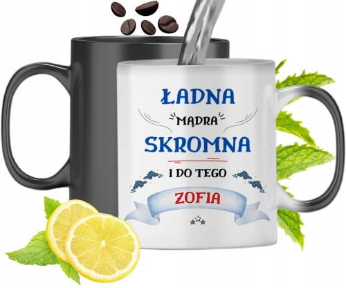Kubek Magiczny Dla Zofi Czarny Zmieniający Kolor Z Nadrukiem Ze Zdjęciem