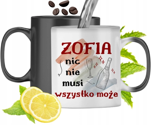 Kubek Magiczny Dla Zofi Czarny Zmieniający Kolor Z Nadrukiem Ze Zdjęciem