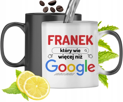 Kubek Magiczny Dla Franka Czarny Zmieniający Kolor Z Nadrukiem Ze Zdjęciem