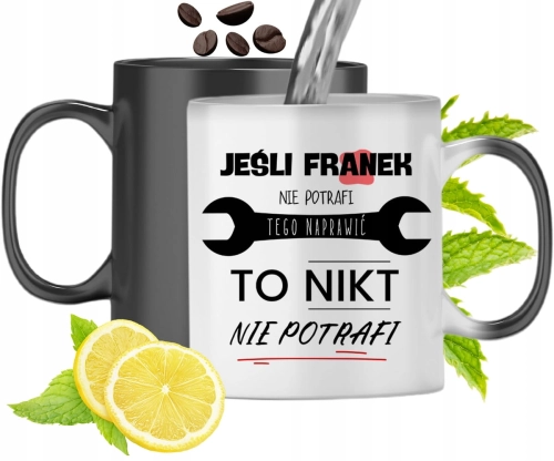 Kubek Magiczny Dla Franka Czarny Zmieniający Kolor Z Nadrukiem Ze Zdjęciem
