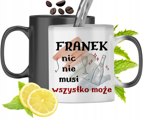 Kubek Magiczny Dla Franka Czarny Zmieniający Kolor Z Nadrukiem Ze Zdjęciem