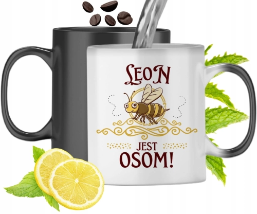 Kubek Magiczny Dla Leona Czarny Zmieniający Kolor Z Nadrukiem Ze Zdjęciem