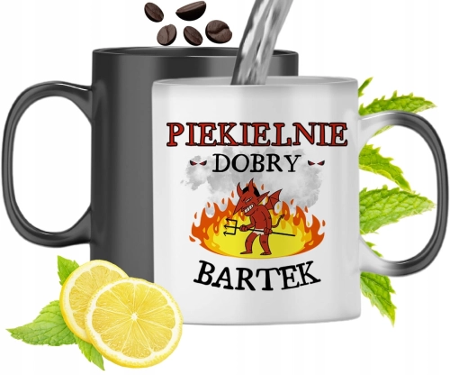 Kubek Magiczny Dla Bartka Czarny Zmieniający Kolor Z Nadrukiem Ze Zdjęciem