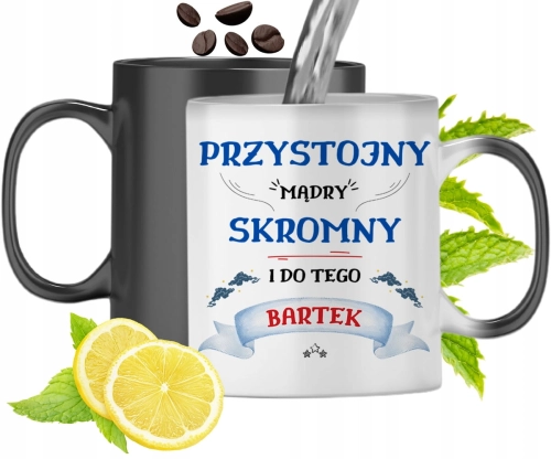 Kubek Magiczny Dla Bartka Czarny Zmieniający Kolor Z Nadrukiem Ze Zdjęciem