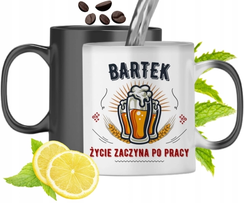 Kubek Magiczny Dla Bartka Czarny Zmieniający Kolor Z Nadrukiem Ze Zdjęciem