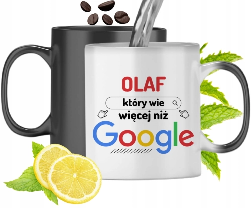 Kubek Magiczny Dla Olafa Czarny Zmieniający Kolor Z Nadrukiem Ze Zdjęciem