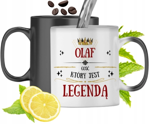 Kubek Magiczny Dla Olafa Czarny Zmieniający Kolor Z Nadrukiem Ze Zdjęciem