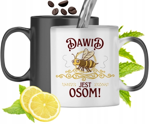 Kubek Magiczny Dla Dawida Czarny Zmieniający Kolor Z Nadrukiem Ze Zdjęciem