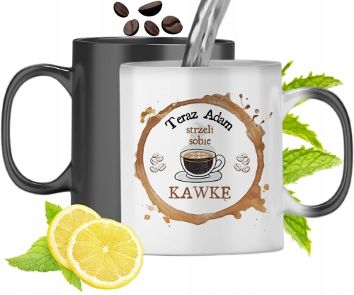 Kubek Magiczny Dla Adama Czarny Zmieniający Kolor Z Nadrukiem Ze Zdjęciem