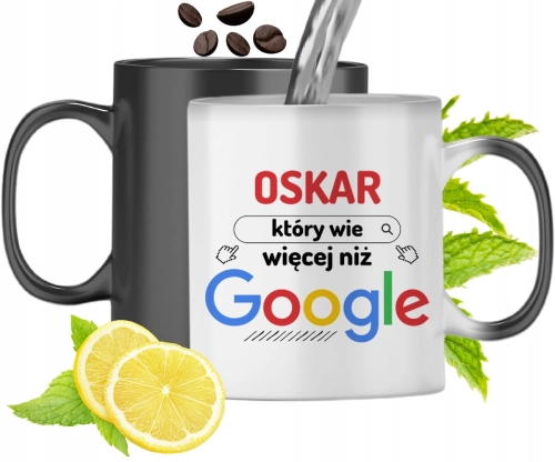 Kubek Magiczny Dla Oskara Czarny Zmieniający Kolor Z Nadrukiem Ze Zdjęciem