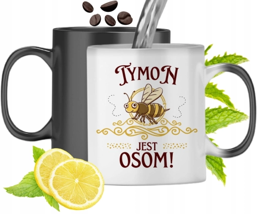 Kubek Magiczny Dla Tymona Czarny Zmieniający Kolor Z Nadrukiem Ze Zdjęciem
