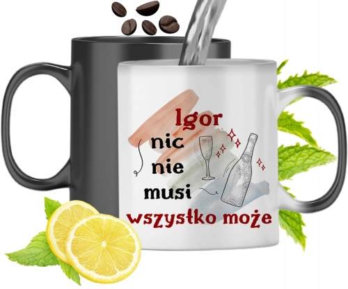 Kubek Magiczny Dla Igora Czarny Zmieniający Kolor Z Nadrukiem Ze Zdjęciem