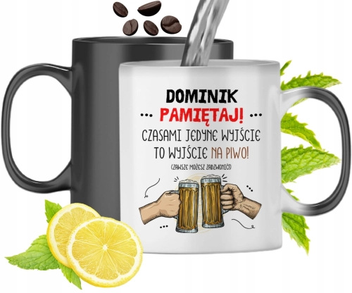 Kubek Magiczny Dla Dominika Zmieniający Kolor Z Nadrukiem Ze Zdjęciem