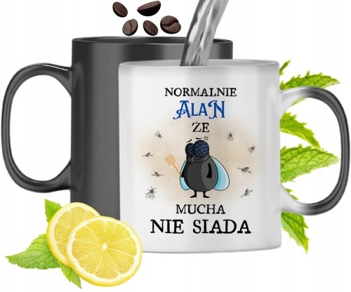 Kubek Magiczny Dla Alana Czarny Zmieniający Kolor Z Nadrukiem Ze Zdjęciem