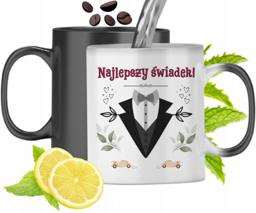 Kubek Magiczny Dla Świadka Zmieniający Kolor Z Nadrukiem Ze Zdjęciem