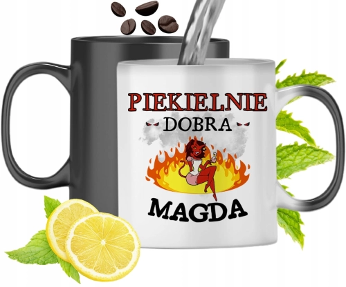 Kubek Magiczny Dla Magdy Czarny Zmieniający Kolor Z Nadrukiem Ze Zdjęciem