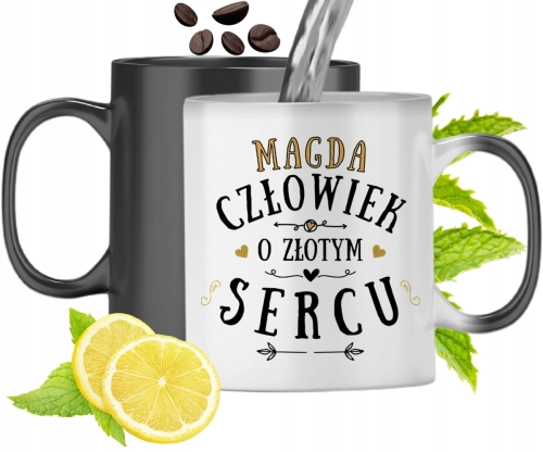 Kubek Magiczny Dla Magdy Czarny Zmieniający Kolor Z Nadrukiem Ze Zdjęciem