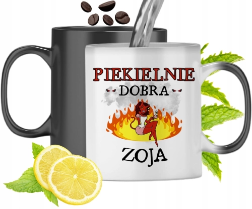 Kubek Magiczny Dla Zoi Czarny Zmieniający Kolor Z Nadrukiem Ze Zdjęciem