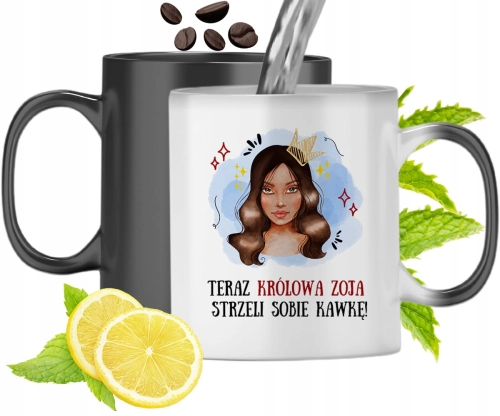 Kubek Magiczny Dla Zoi Czarny Zmieniający Kolor Z Nadrukiem Ze Zdjęciem