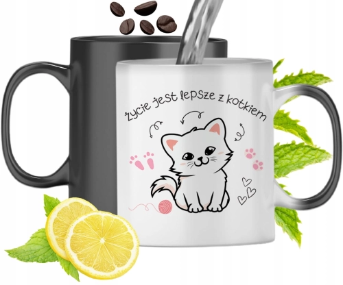 Kubek Magiczny Z Kotkiem Kotek Zmieniający Kolor Z Nadrukiem Ze Zdjęciem