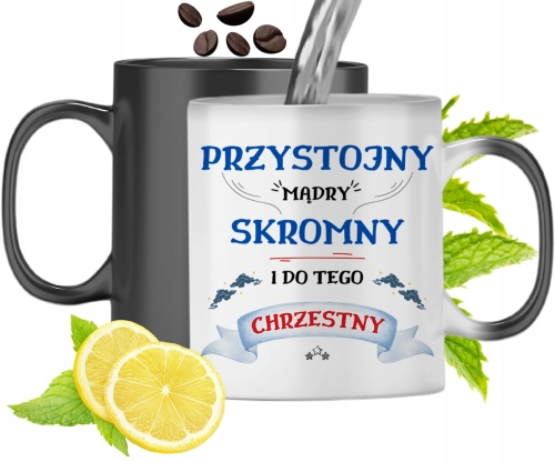 Kubek Magiczny Dla Chrzestnego Zmieniający Kolor Z Nadrukiem Ze Zdjęciem