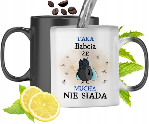 Kubek Magiczny Dla Babci Czarny Zmieniający Kolor Z Nadrukiem Ze Zdjęciem