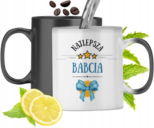 Kubek Magiczny Dla Babci Czarny Zmieniający Kolor Z Nadrukiem Ze Zdjęciem