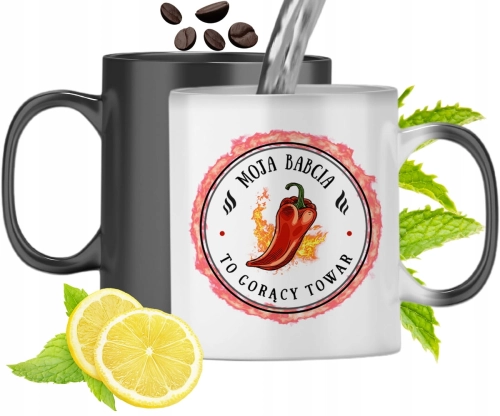 Kubek Magiczny Dla Babci Czarny Zmieniający Kolor Z Nadrukiem Ze Zdjęciem