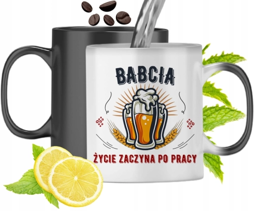 Kubek Magiczny Dla Babci Czarny Zmieniający Kolor Z Nadrukiem Ze Zdjęciem