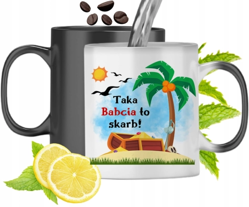 Kubek Magiczny Dla Babci Czarny Zmieniający Kolor Z Nadrukiem Ze Zdjęciem