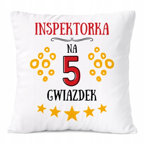 Poduszka Dla Inspektorki na Prezent z Nadrukiem ze Zdjęciem Biała PoliDraw
