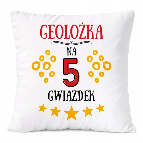 Poduszka Dla Geolożki na Prezent z Nadrukiem ze Zdjęciem Biała PoliDraw