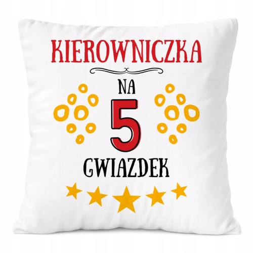 Poduszka Dla Kierowniczki na Prezent z Nadrukiem ze Zdjęciem Biała PoliDraw