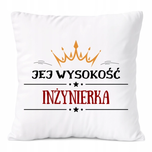 Poduszka Dla Inżynierki na Prezent z Nadrukiem ze Zdjęciem Biała PoliDraw