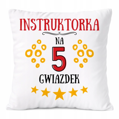 Poduszka Dla Instruktorki na Prezent z Nadrukiem ze Zdjęciem Biała PoliDraw