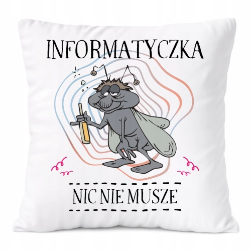 Poduszka Dla Informatyczki na Prezent z Nadrukiem ze Zdjęciem Biała