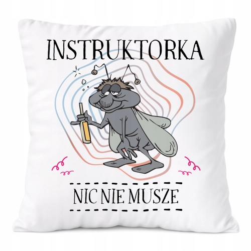 Poduszka Dla Instruktorki na Prezent z Nadrukiem ze Zdjęciem Biała PoliDraw