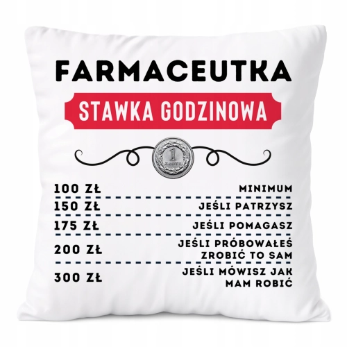 Poduszka Dla Farmaceutki na Prezent z Nadrukiem ze Zdjęciem Biała PoliDraw