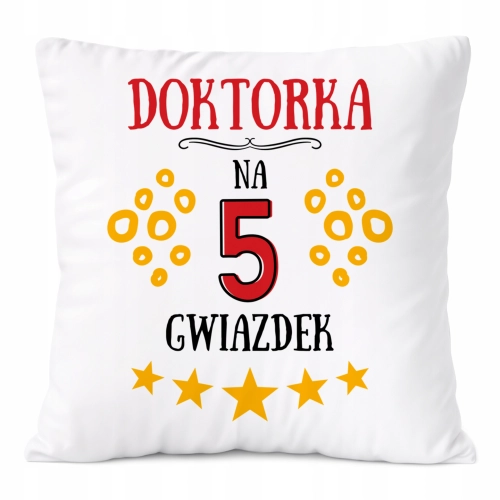Poduszka Dla Doktorki na Prezent z Nadrukiem ze Zdjęciem Biała PoliDraw