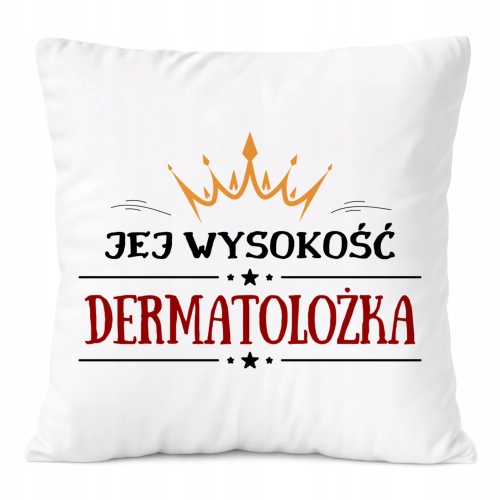 Poduszka Dla Dermatolożki na Prezent z Nadrukiem ze Zdjęciem Biała PoliDraw