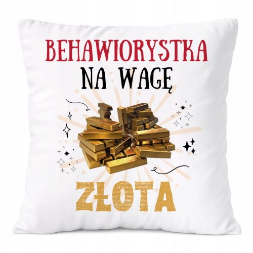 Poduszka Dla Behawiorystki na Prezent z Nadrukiem ze Zdjęciem Biała