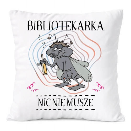 Poduszka Dla Bibliotekarki na Prezent z Nadrukiem ze Zdjęciem Biała