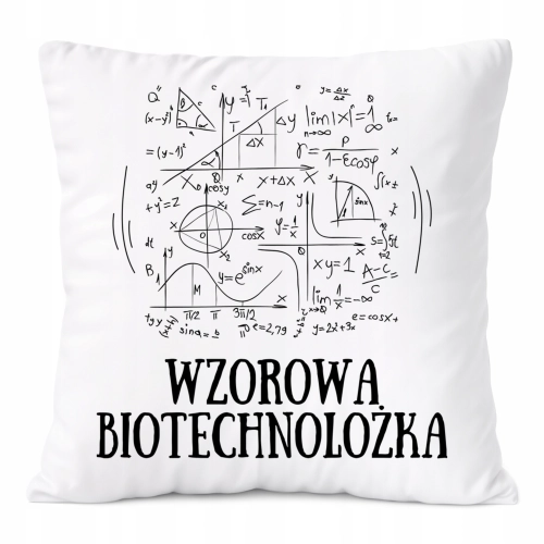 Poduszka Dla Biotechnolożki na Prezent z Nadrukiem ze Zdjęciem Biała