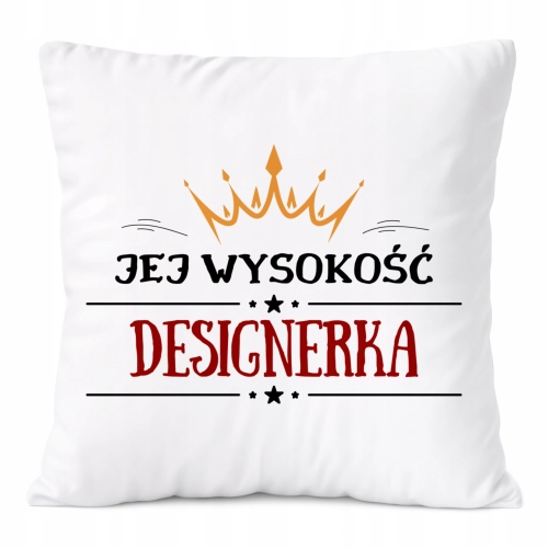 Poduszka Dla Designerki na Prezent z Nadrukiem ze Zdjęciem Biała PoliDraw