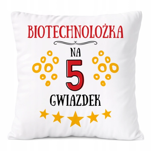 Poduszka Dla Biotechnolożki na Prezent z Nadrukiem ze Zdjęciem Biała