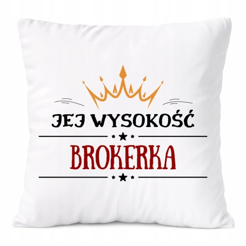 Poduszka Dla Brokerki na Prezent z Nadrukiem ze Zdjęciem Biała PoliDraw